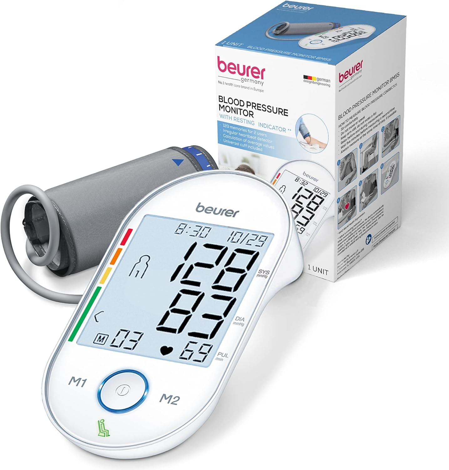 Beurer Upper Arm Blood Pressure Monitor with XL Backlit Display and Rest Indicator

