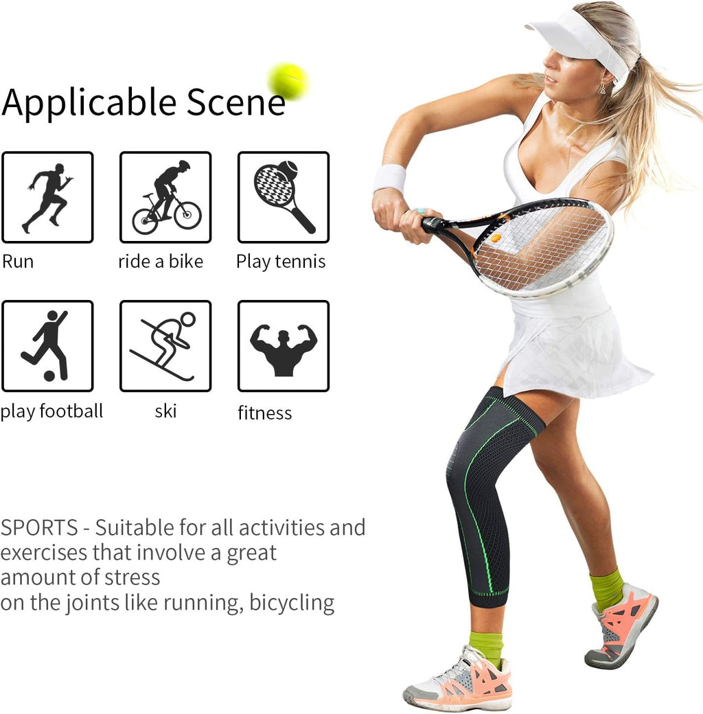 Spandex Full Leg Compression Sleeves with Knee Support for Running & Cycling

