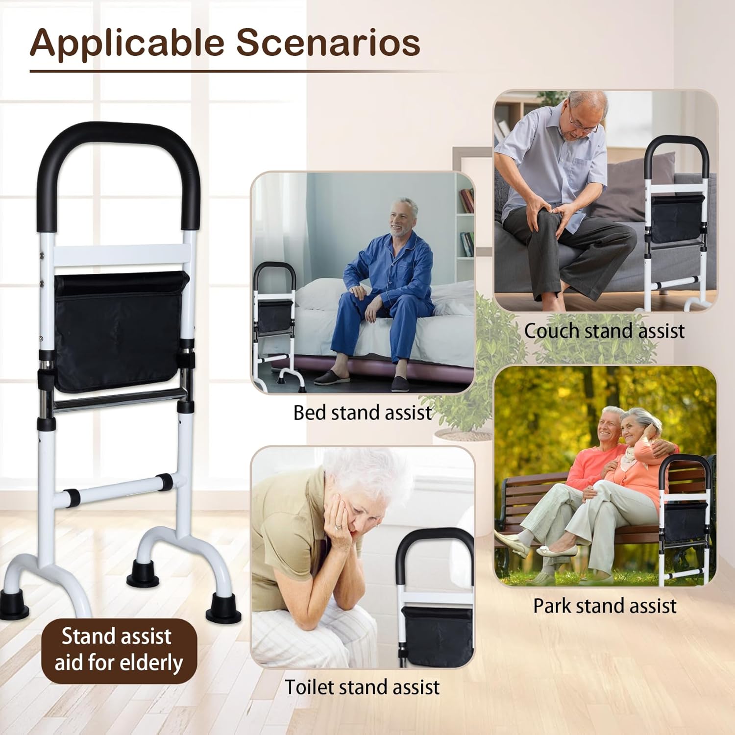 Adjustable Couch Stand Assist Aid with Night Light, Carbon Steel, Up to 300 lb

