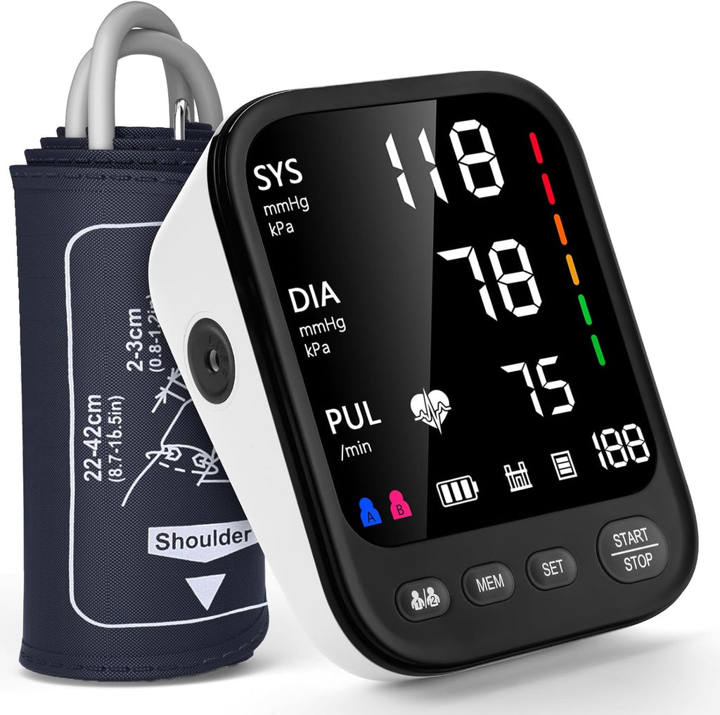 Blood Pressure Monitor Automatic Upper Arm, Large Backlit LCD, Adjustable Cuff

