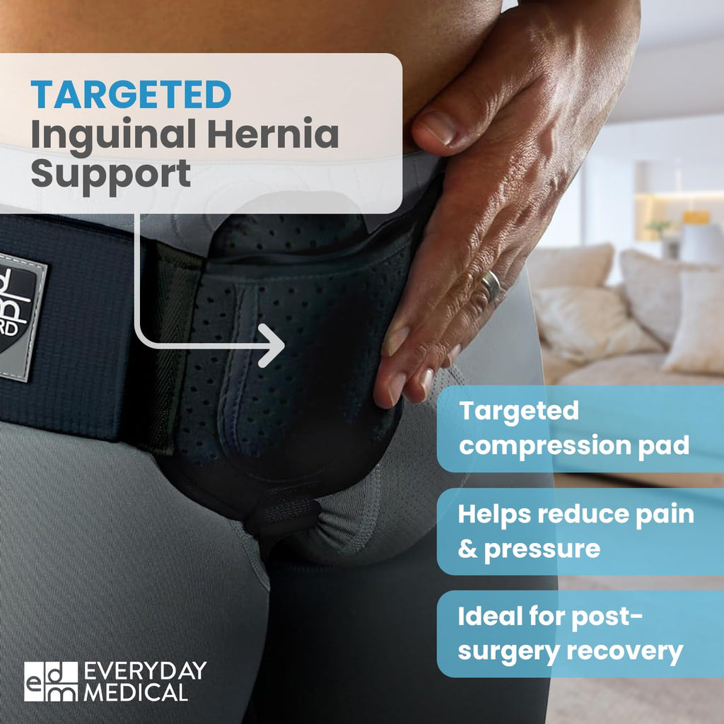 Everyday Medical Inguinal Hernia Support Belt Truss for Left or Right, Adjustable

