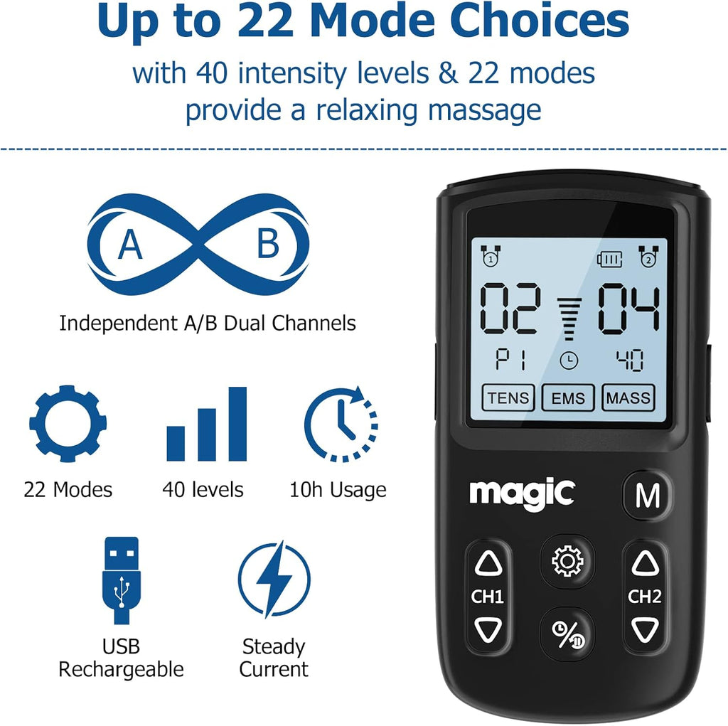 TENS Unit Muscle Stimulator with Dual Channel EMS for Back and Shoulder Pain Relief

