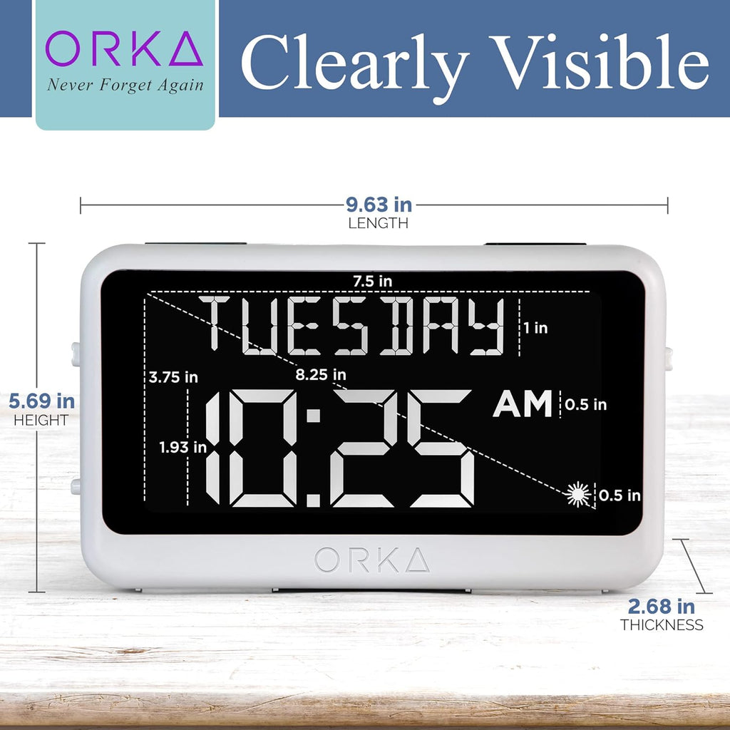 ORKA Talking Pill Reminder Alarm Clock with Voice Recording, Large Digital Display

