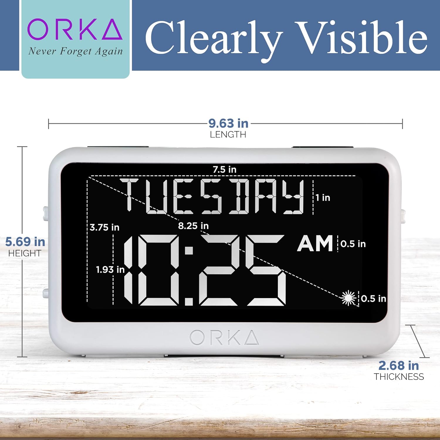 ORKA Talking Pill Reminder Alarm Clock with Voice Recording, Large Digital Display

