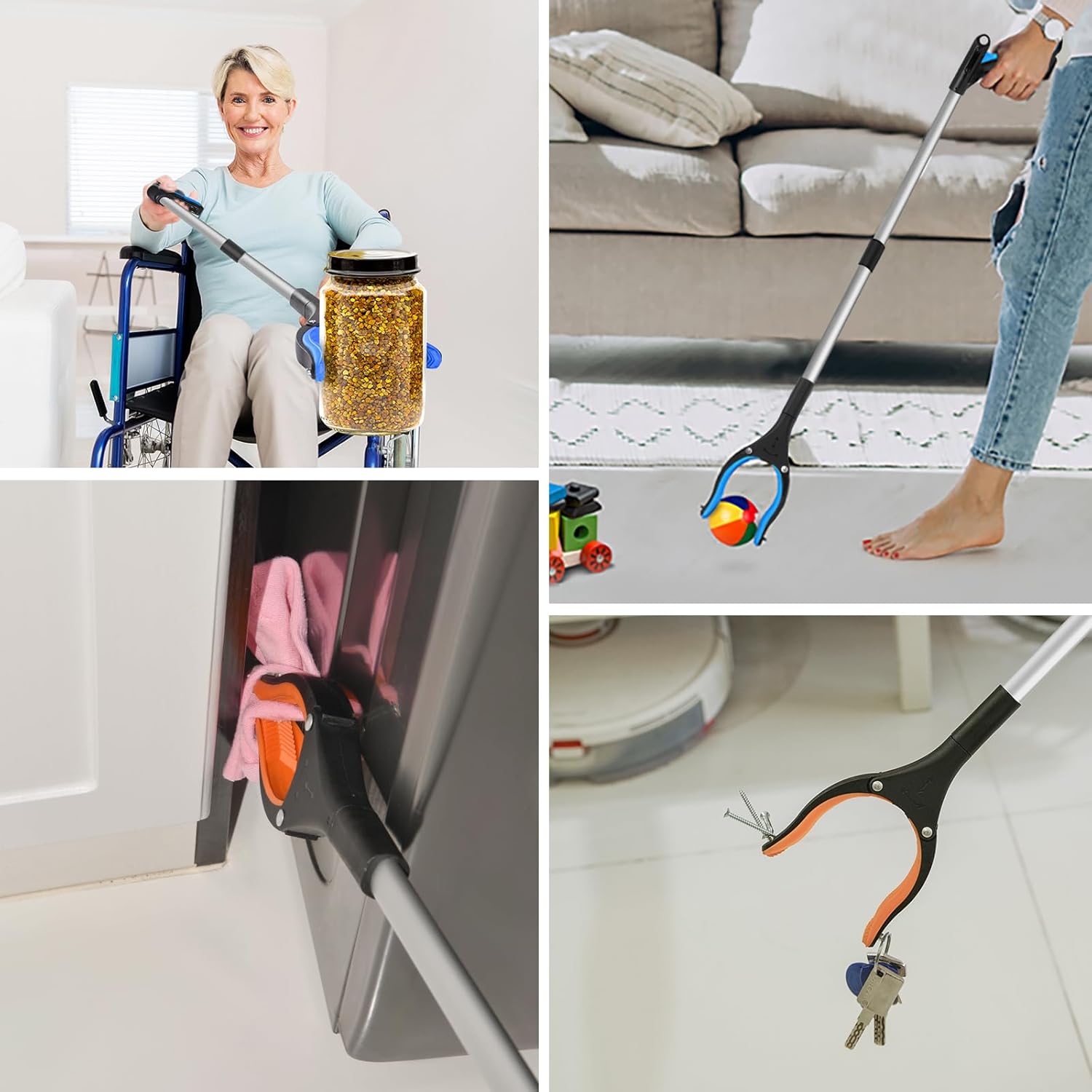 Foldable Grabber Reacher Tool with 360° Rotating Jaw and Magnets

