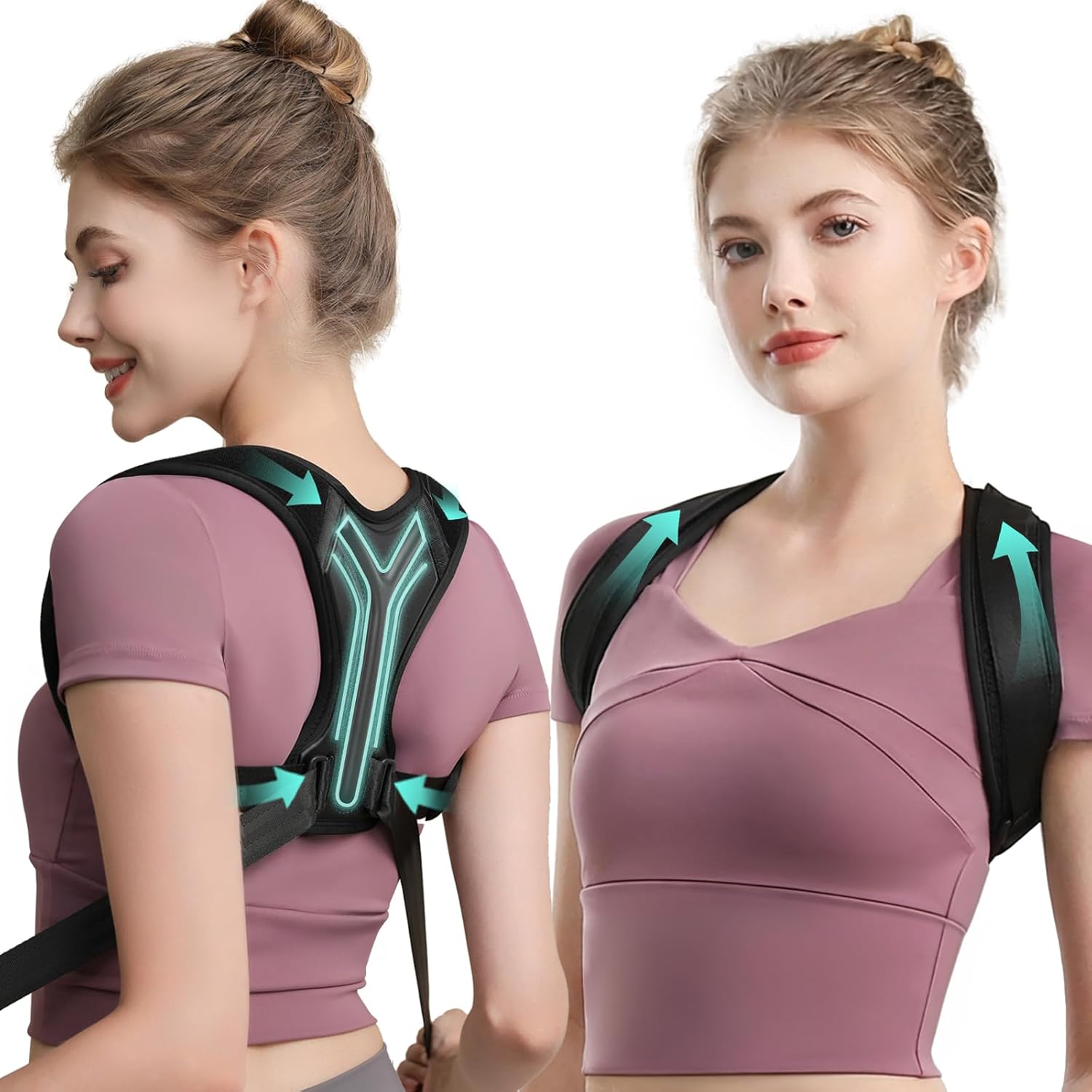 Upper Back Brace Posture Corrector for Women, Adjustable Thoracic Back Support

