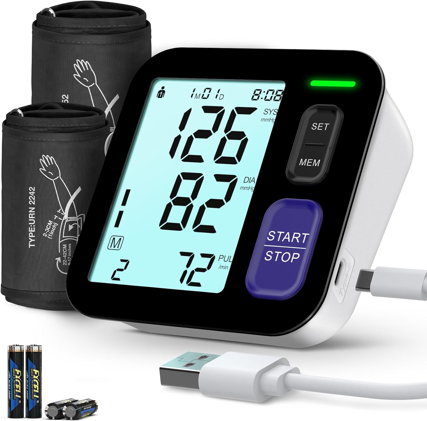 AQESO Upper Arm Blood Pressure Monitor with 2 Cuffs, Automatic Digital BP Machine

