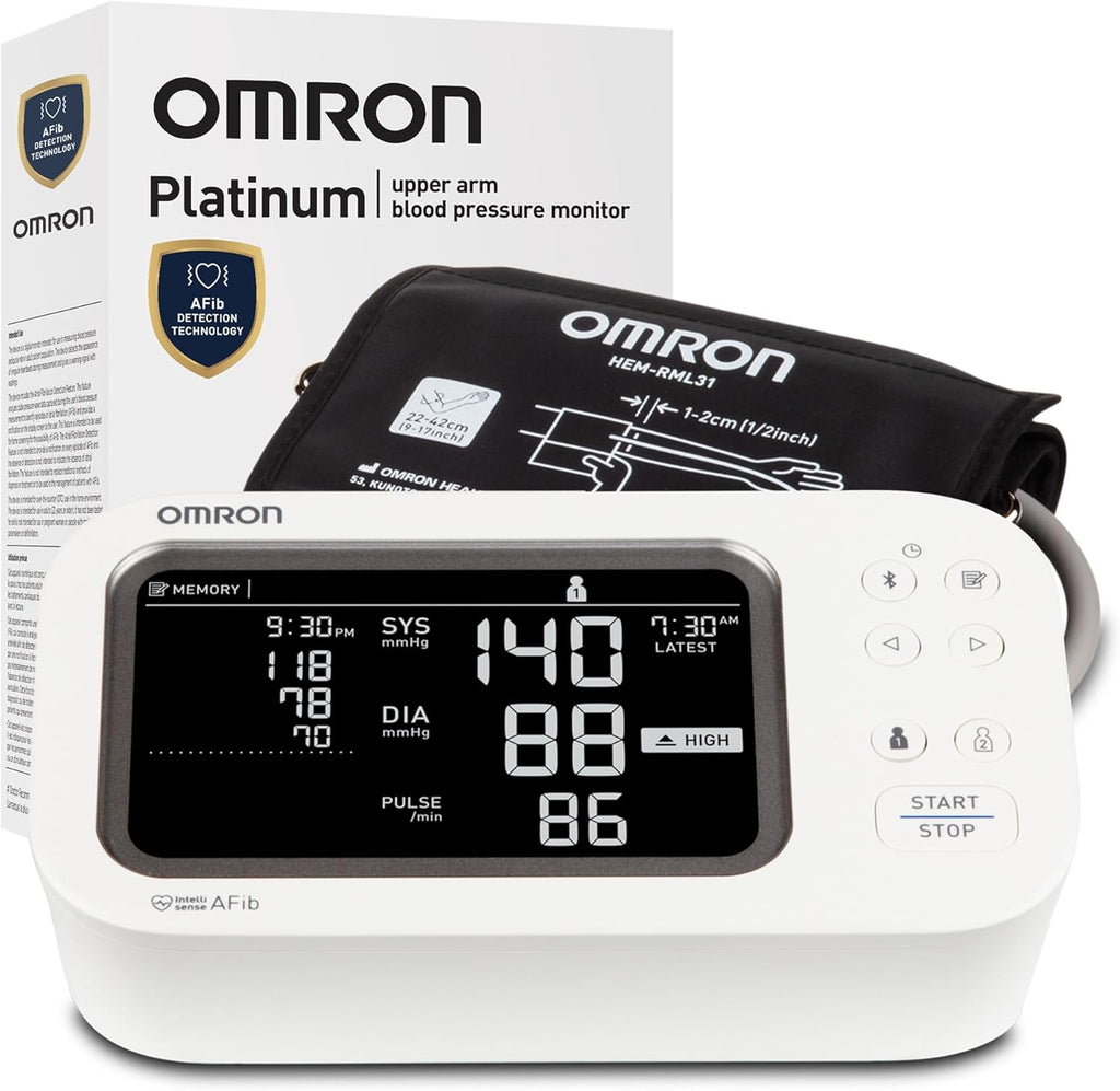 OMRON Platinum Upper Arm Blood Pressure Monitor with AFib Detection, Bluetooth

