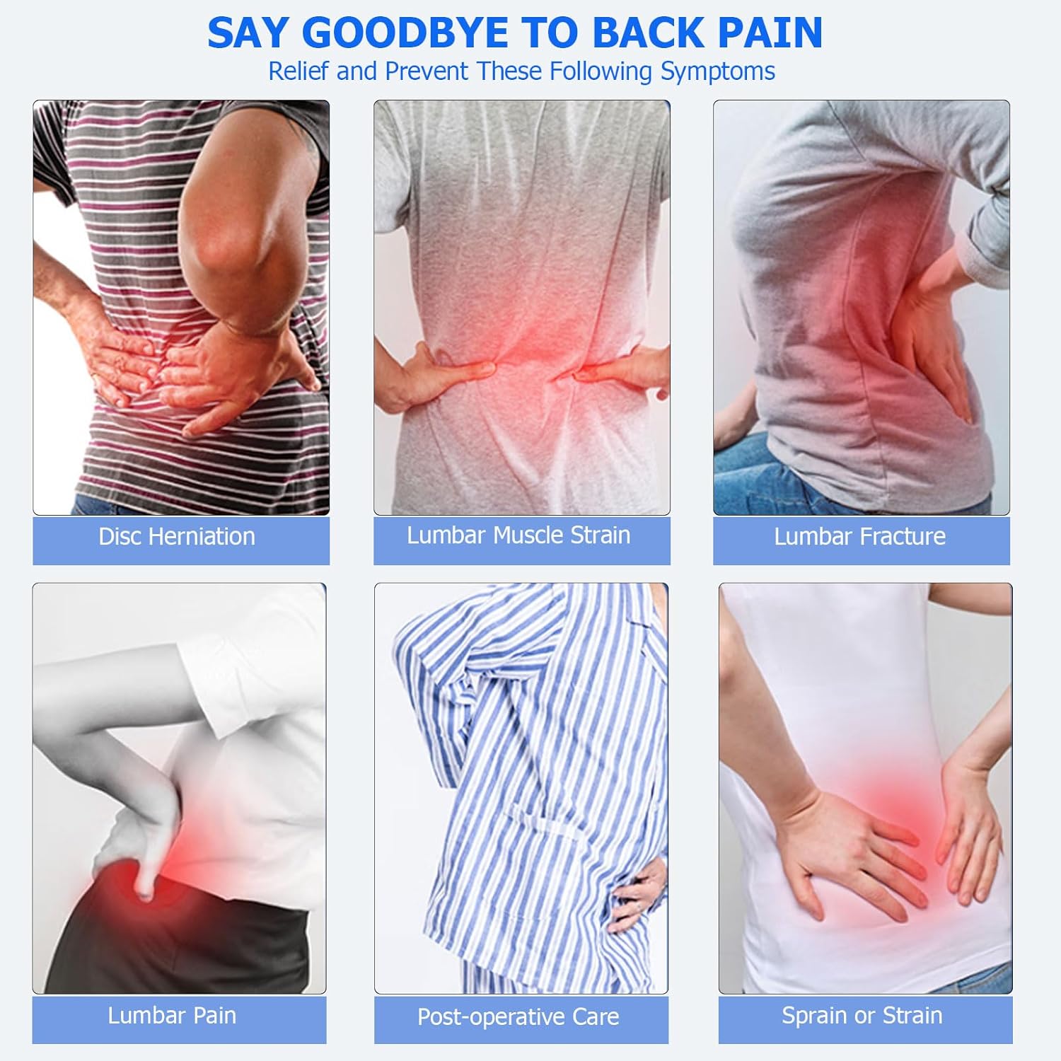 TESETON Lumbar Back Brace for Lower Back Pain, Adjustable Support Belt

