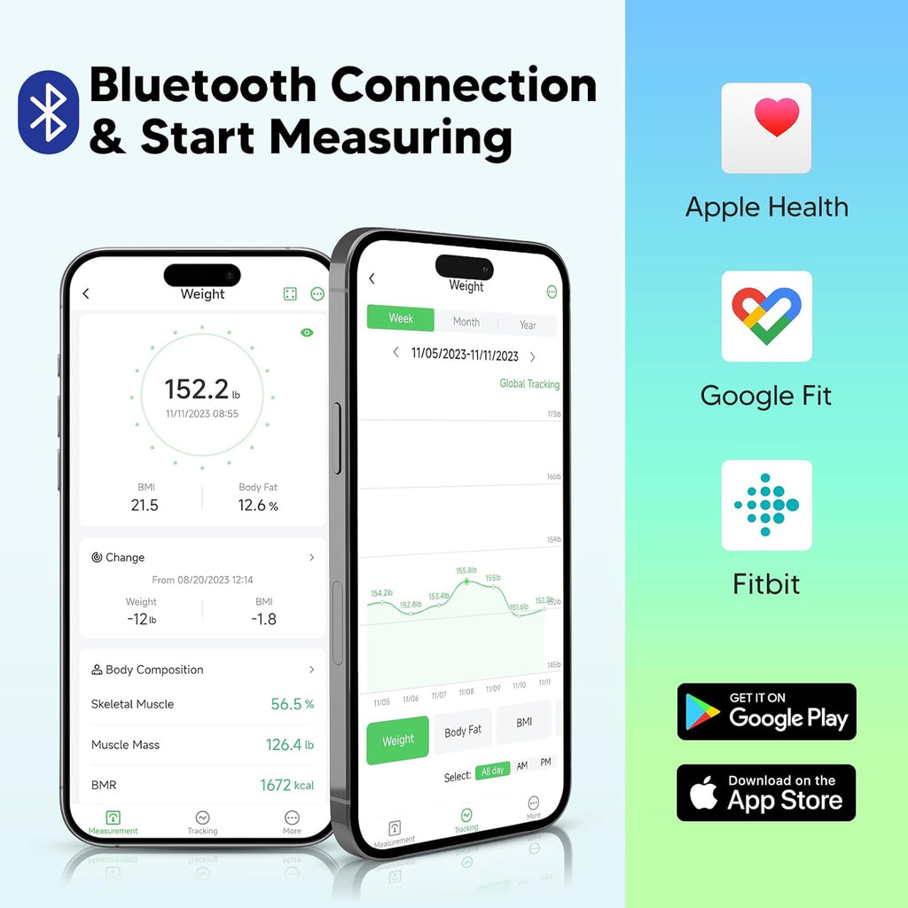 Arboleaf Smart Bathroom Scale with Body Fat, BMI, Muscle Mass and App Sync

