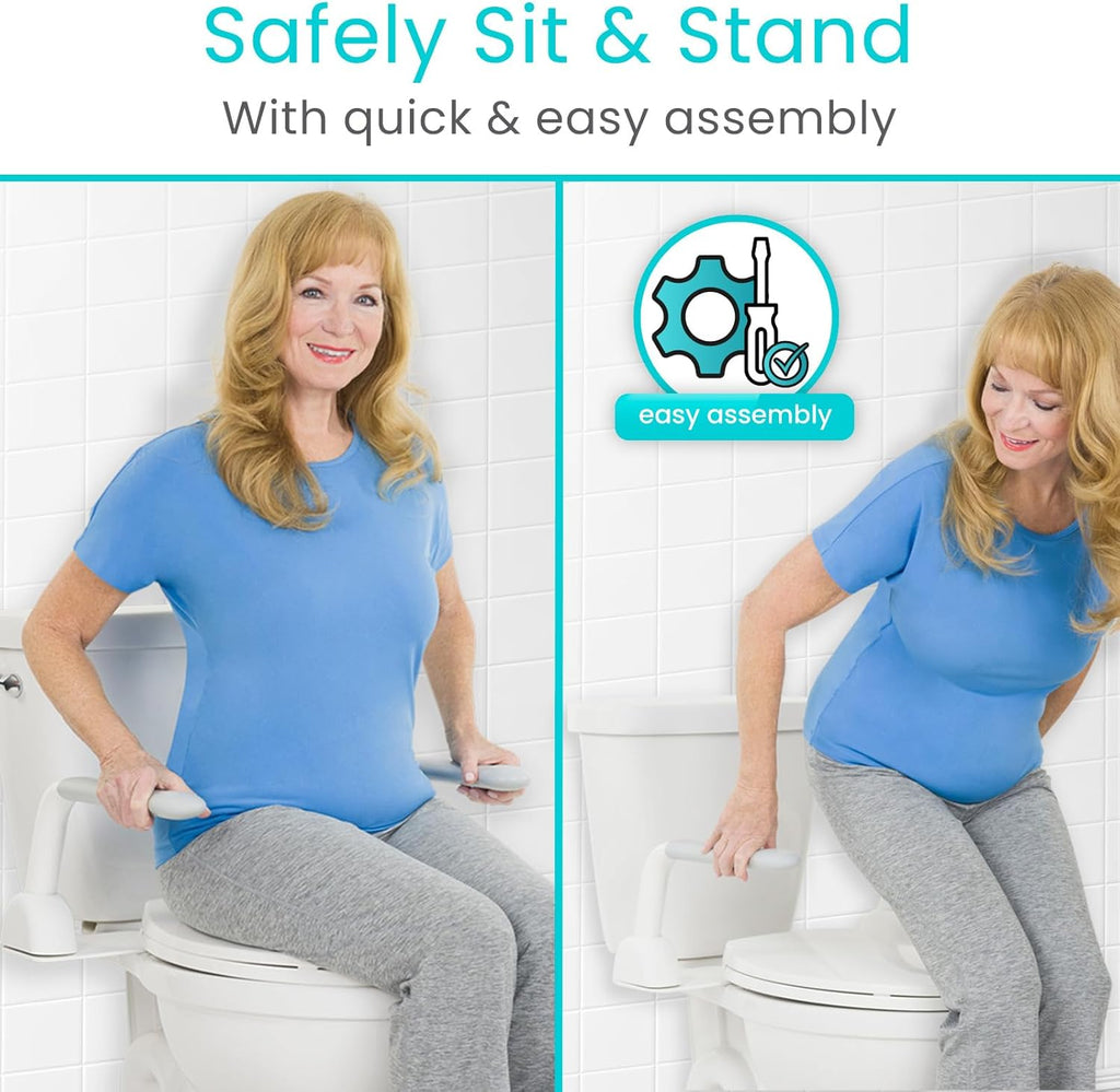 Vive Toilet Safety Rail with Flip-Up Handles, 450 lb Capacity Grab Bar Riser

