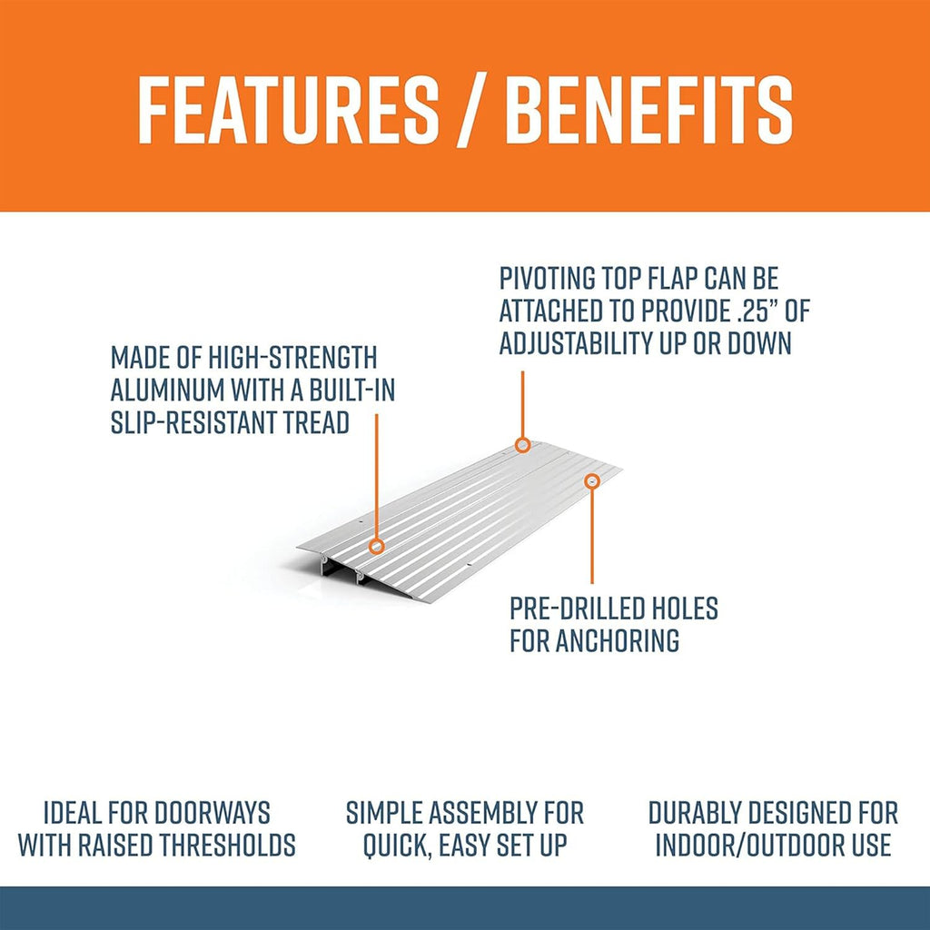 EZ-Access Threshold Ramp for Doorways, Portable Wheelchair Access Aluminum Transition

