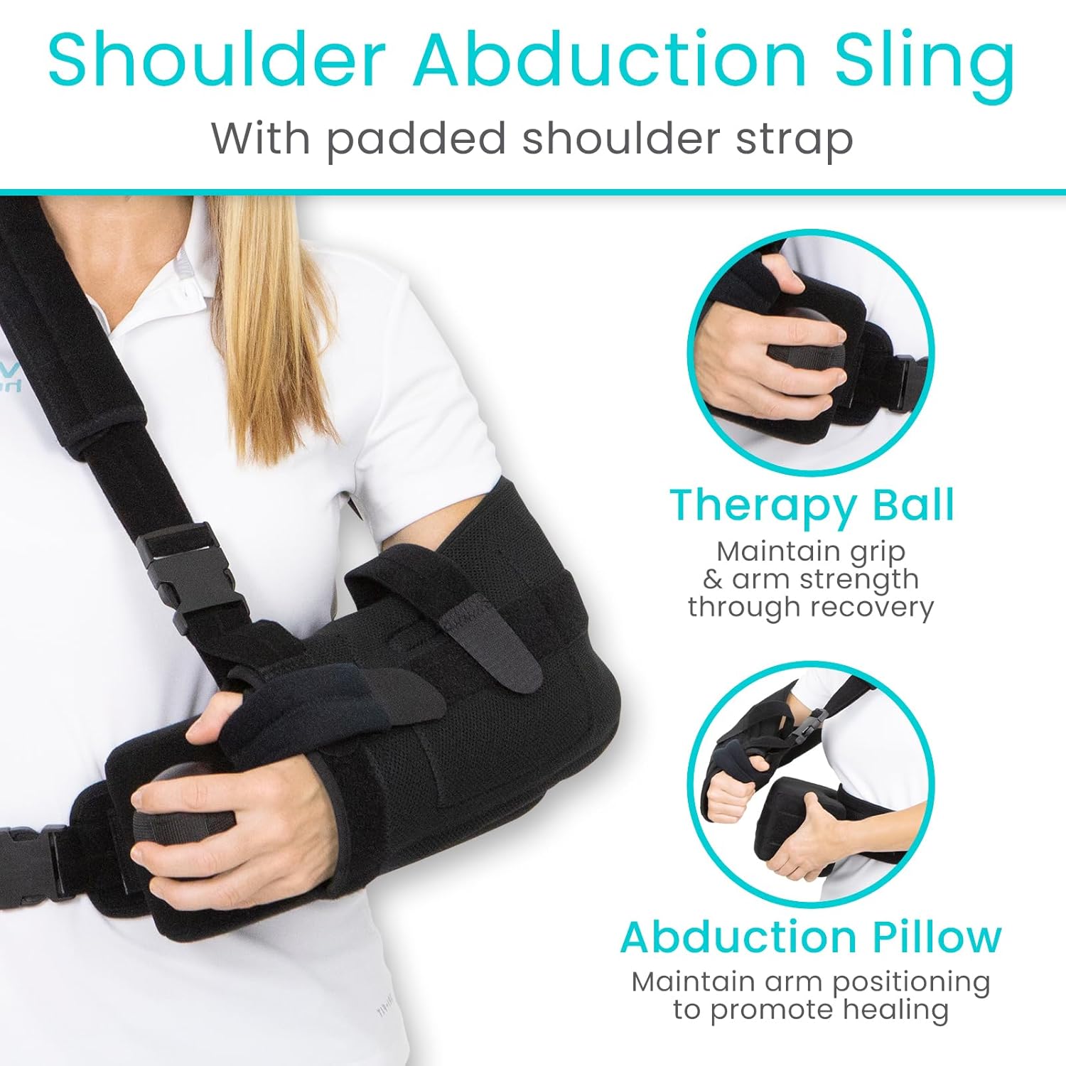 Vive Shoulder Abduction Sling Immobilizer with Abduction Pillow, Arm Support

