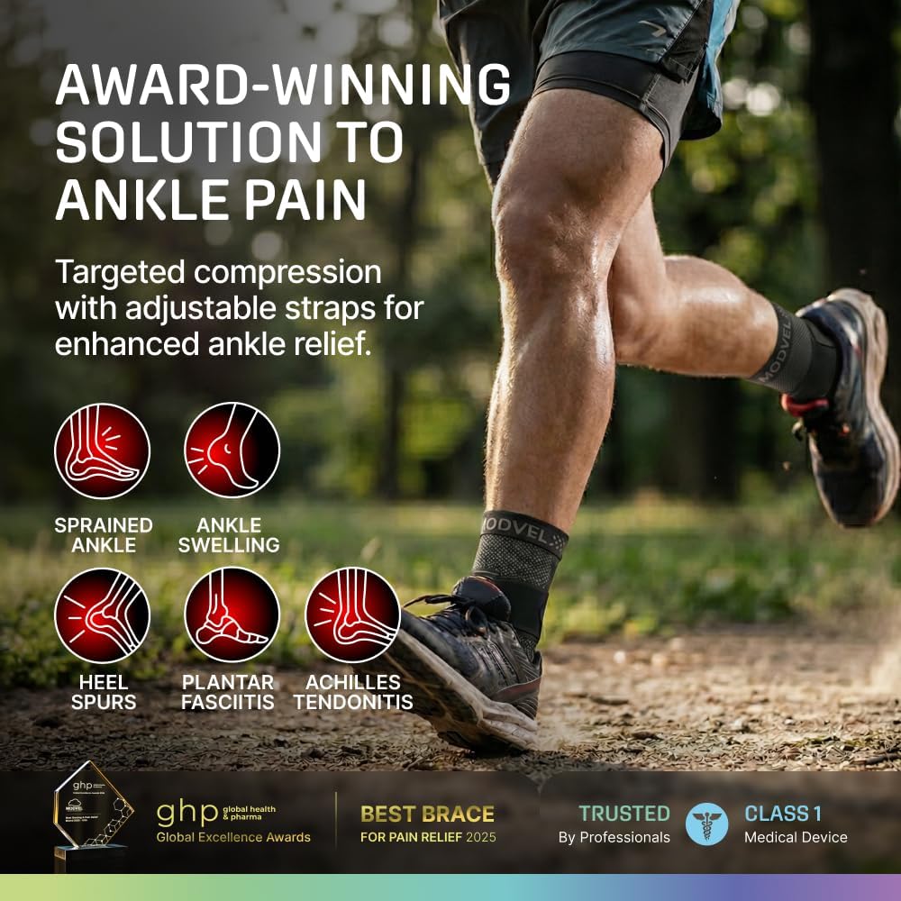 Modvel Ankle Brace Compression Sleeve Wrap for Sprains, Tendonitis, Plantar Fasciitis

