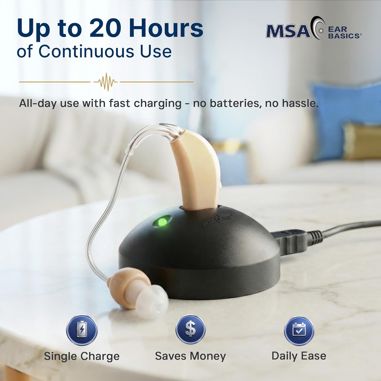 MSA PRO Rechargeable Sound Amplifier, Adjustable Volume, Up to 20 Hours

