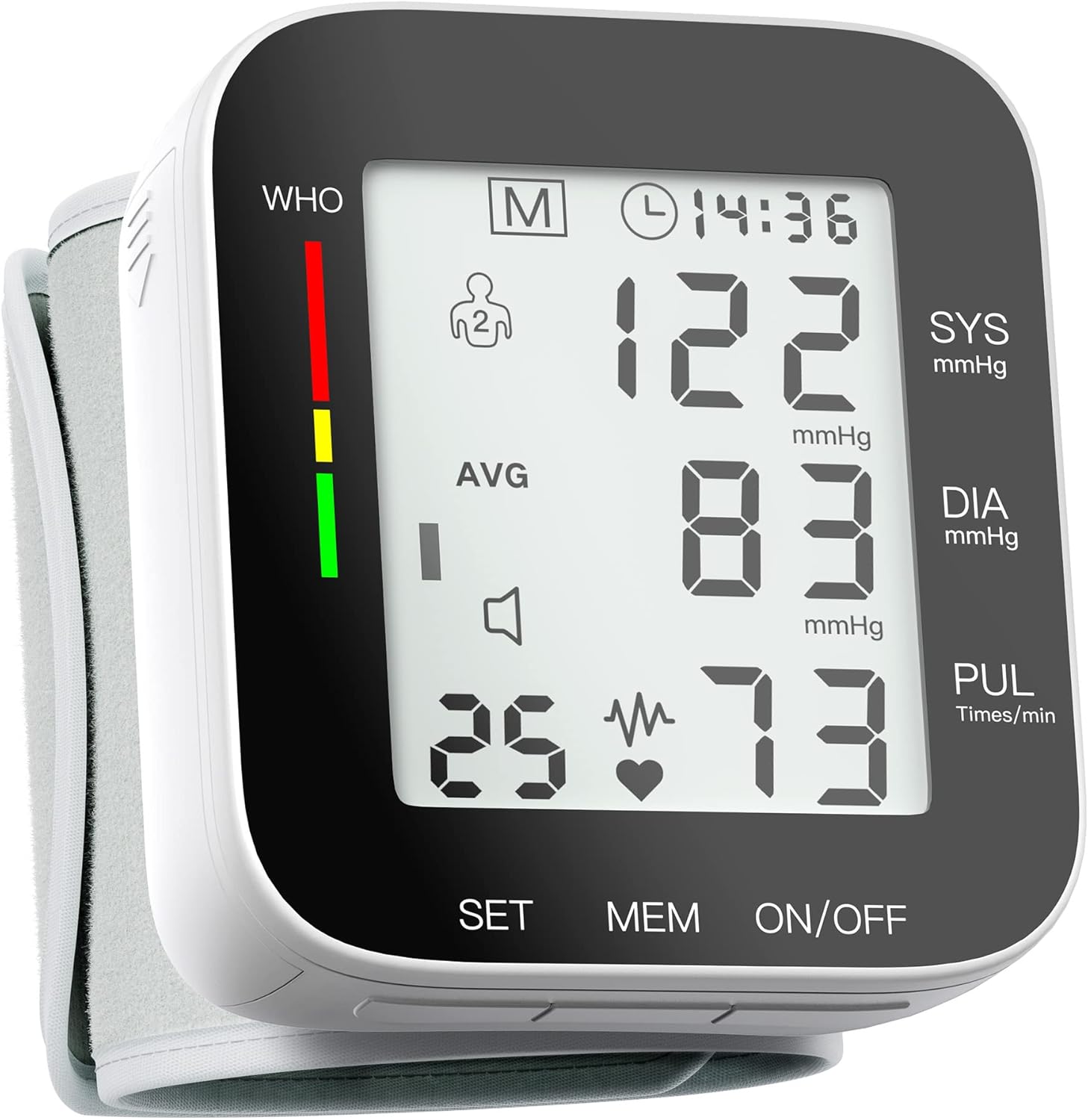 Automatic Wrist Blood Pressure Monitor, Large LCD Display, Voice and 99 Memory

