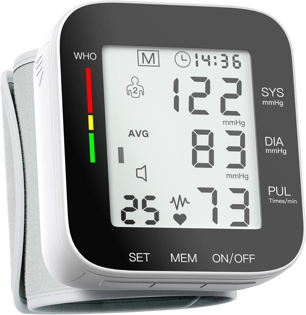 Automatic Wrist Blood Pressure Monitor, Large LCD Display, Voice and 99 Memory

