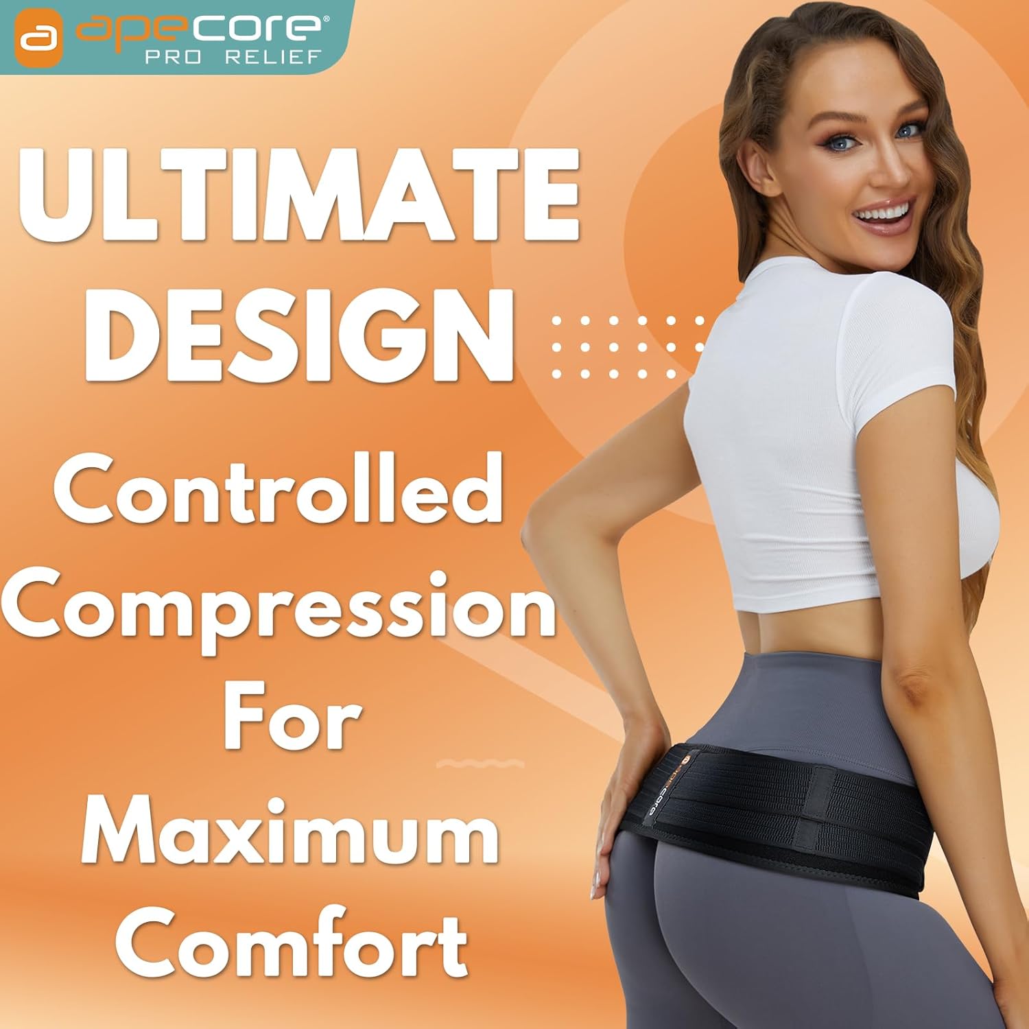 Apecore Sacroiliac SI Joint Belt for Men and Women, Pelvic and Lower Back Support

