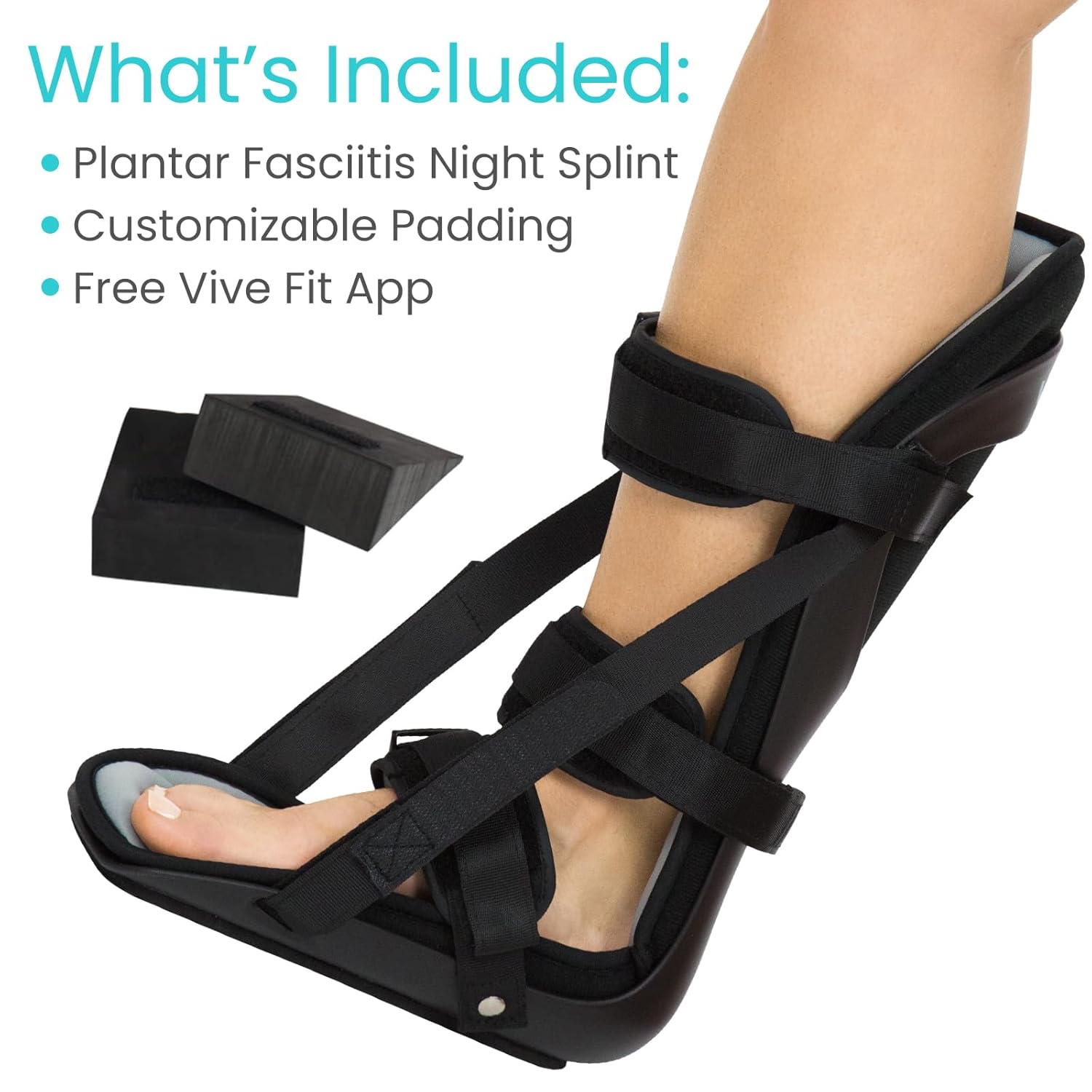 Vive Plantar Fasciitis Night Splint, Achilles Support Brace with Adjustable Straps

