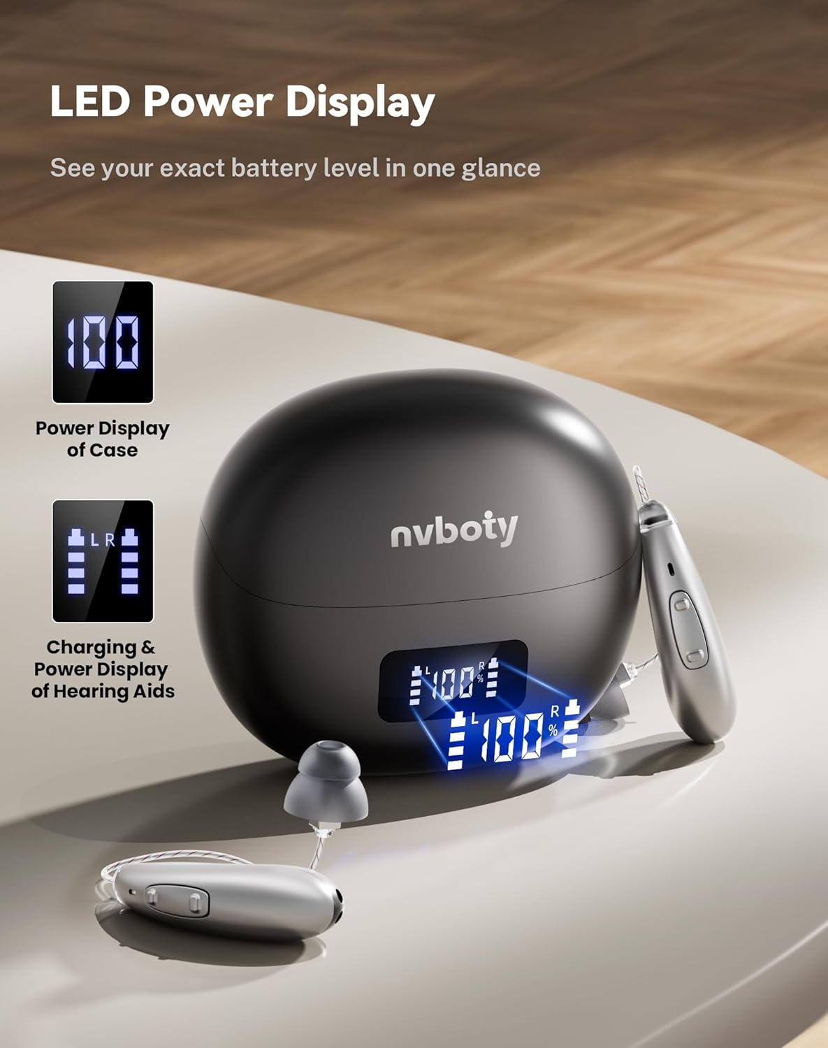OTC Rechargeable Hearing Aids for Seniors with Noise Cancelling and LED Display

