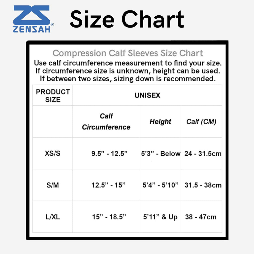 Zensah Running Leg Compression Sleeves for Shin Splints and Calf Support

