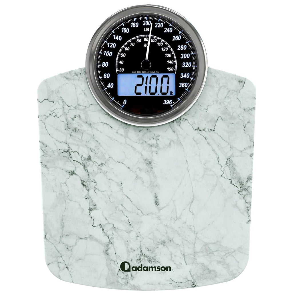 Adamson Hybrid 2-in-1 Digital Analog Bathroom Scale, Tempered Glass, Large Display

