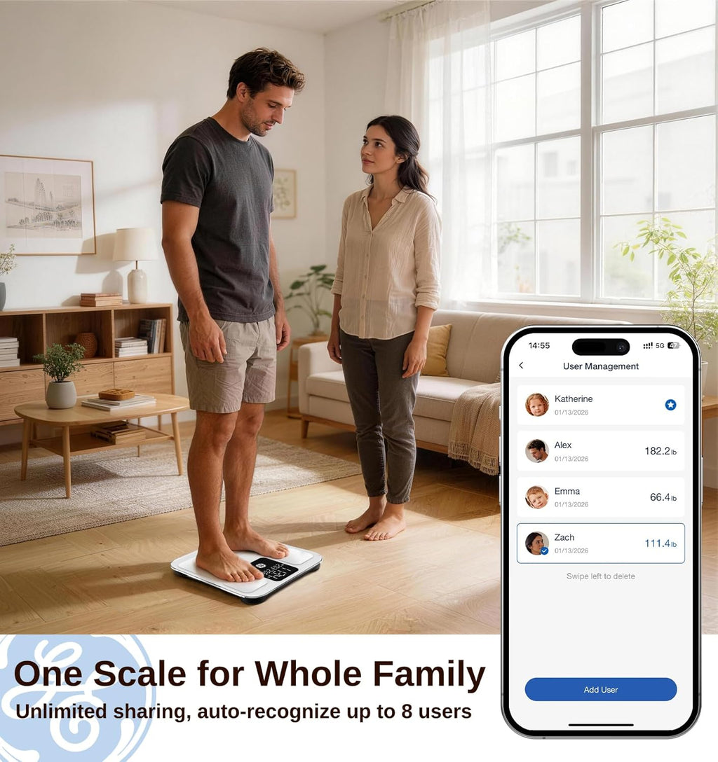 GE Smart Scale Digital Bathroom Scale with Body Fat, BMI, Bluetooth, 400 lb

