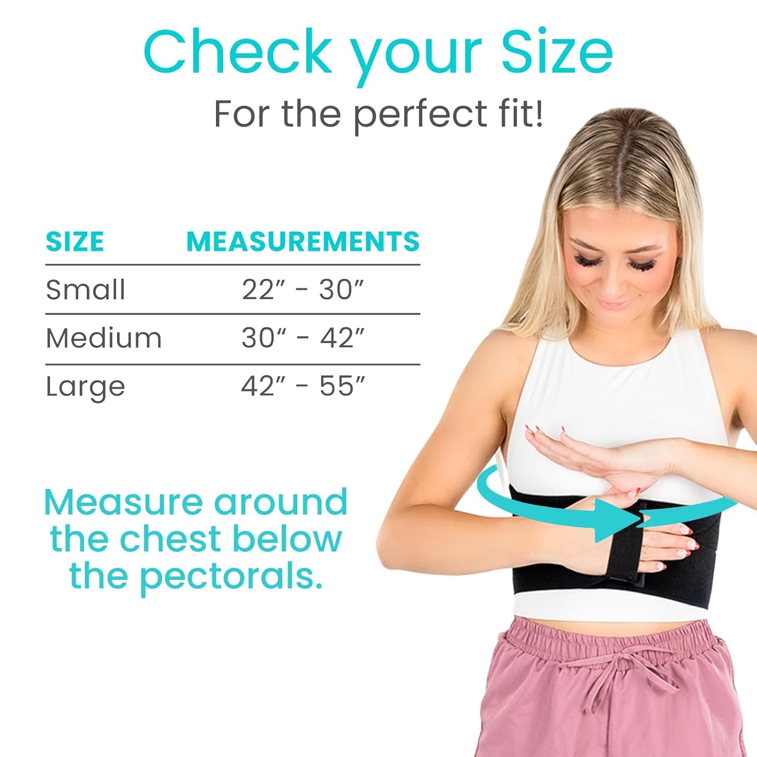 Vive Rib Brace Support Belt for Broken Ribs, Post Surgery Compression Wrap

