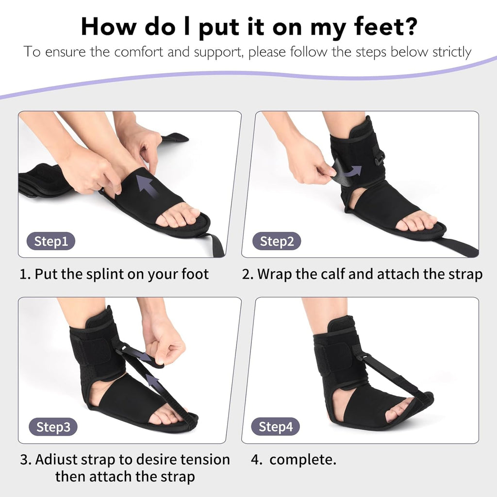 Plantar Fasciitis Night Splint with Massage Ball, Adjustable Stretch Brace

