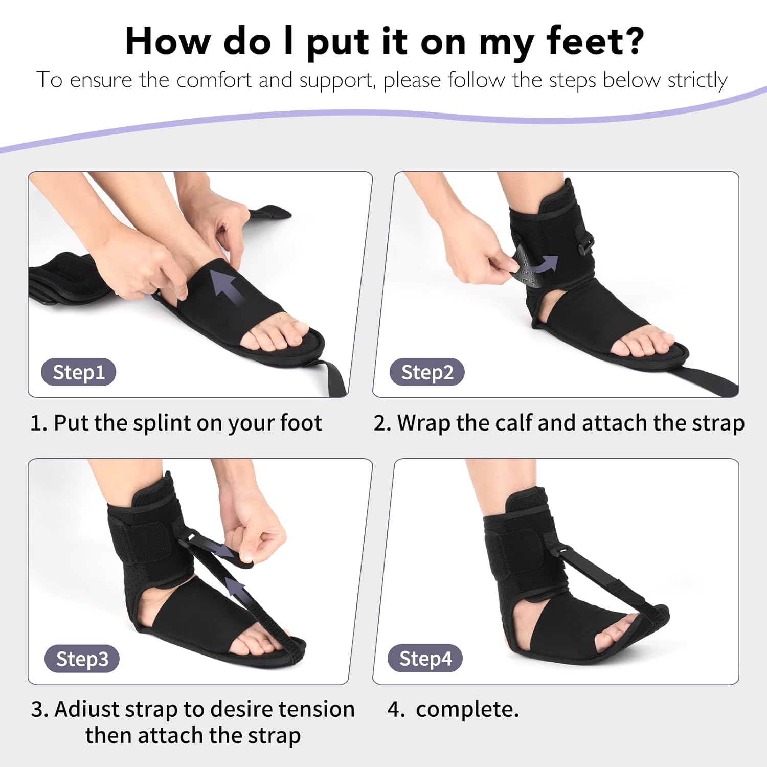 Plantar Fasciitis Night Splint with Massage Ball, Adjustable Stretch Brace

