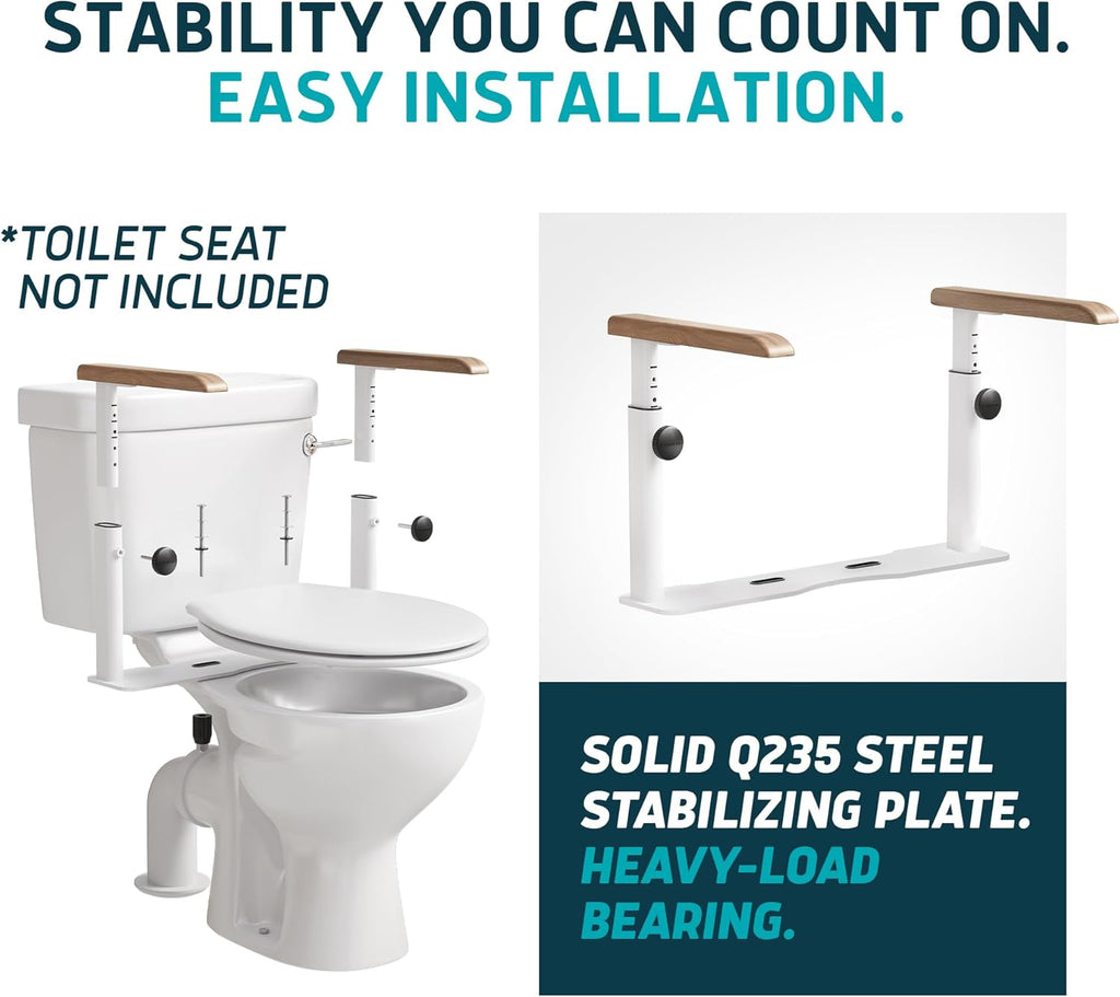 Lunderg Toilet Safety Rails for Seniors, Adjustable Grab Bars, Toilet Seat Handles

