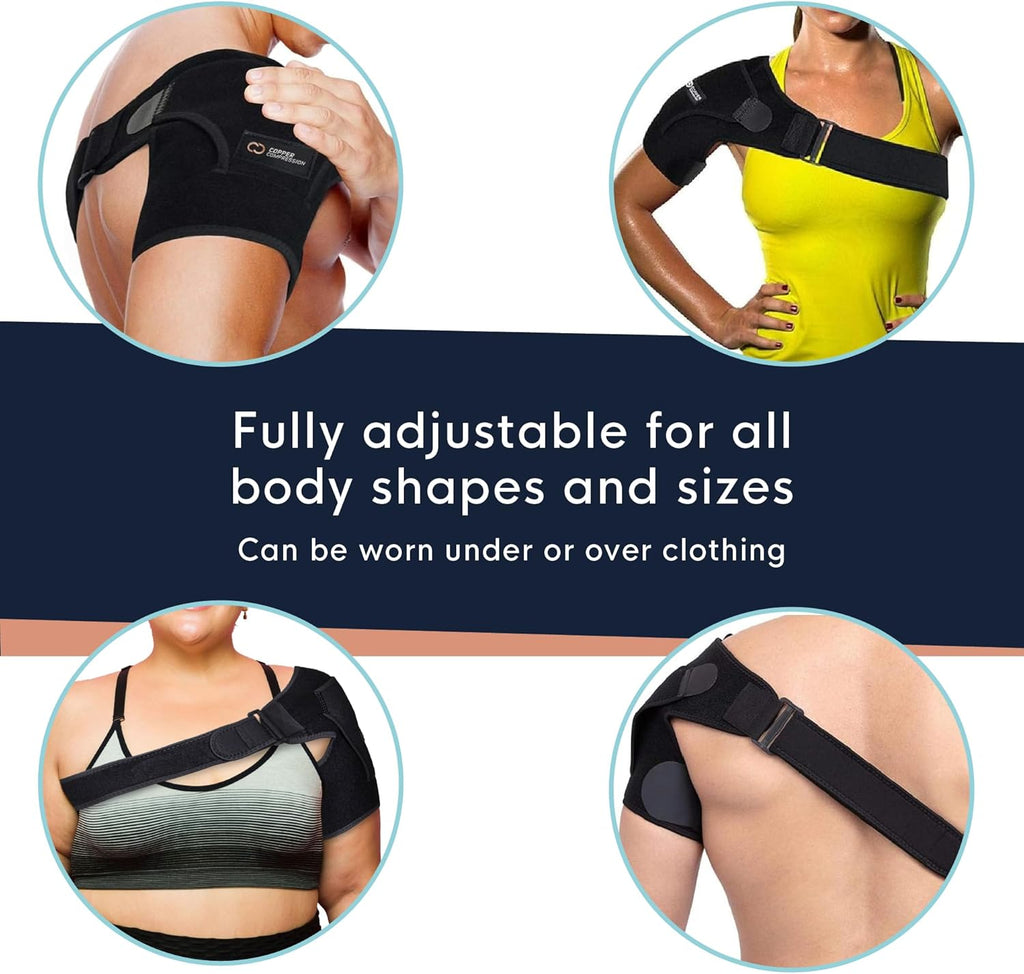 Copper Compression Shoulder Brace Immobilizer for Rotator Cuff Injuries, Adjustable

