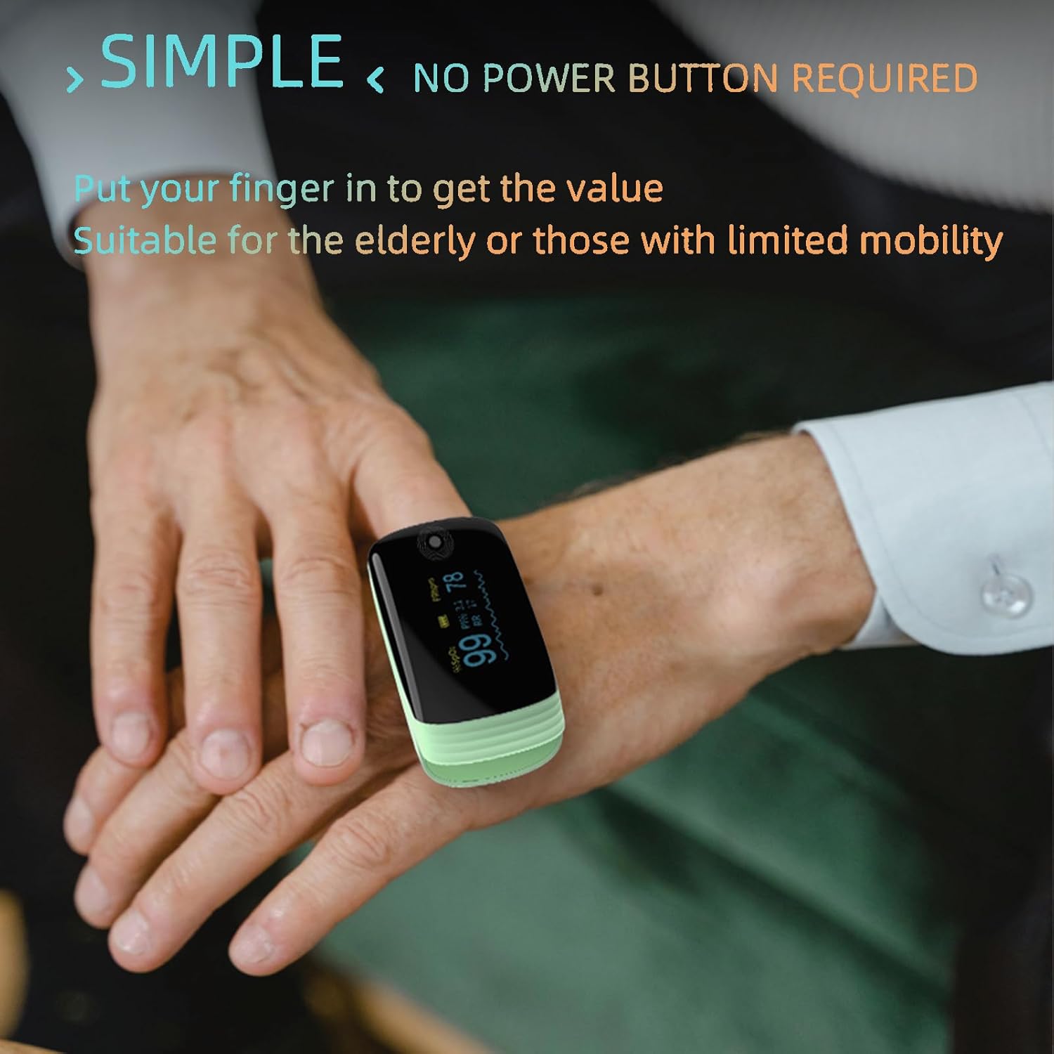 Fingertip Pulse Oximeter with Respiration Rate Monitoring, PI & RR, Rechargeable

