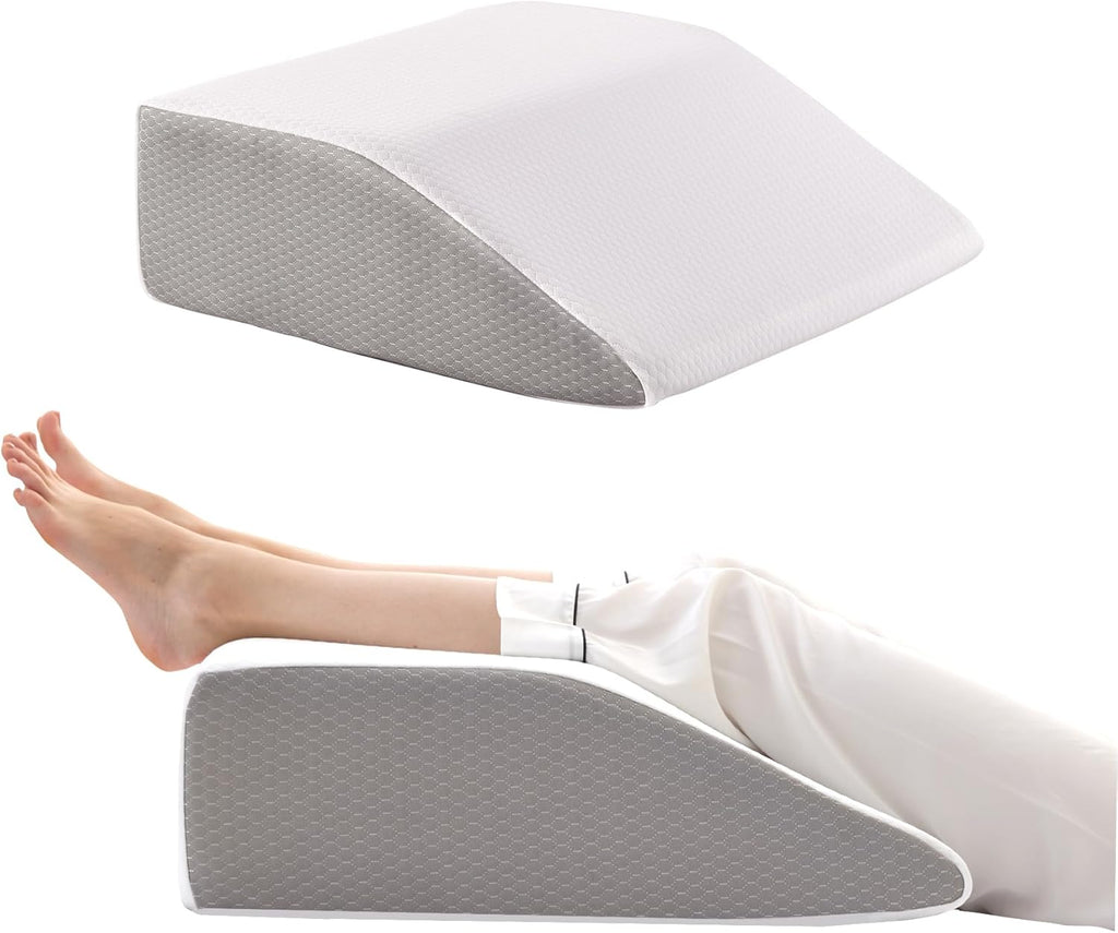 Bedluxe Leg Elevation Wedge Pillow for Swelling, Memory Foam Leg Rest, 8 in

