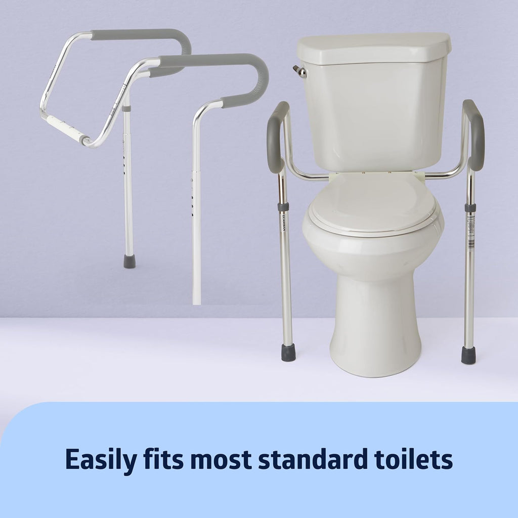 Medline Guardian Adjustable Toilet Safety Rail, Aluminum Grab Bar


