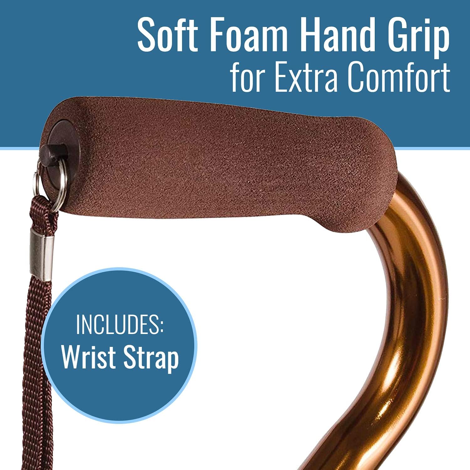 DMI Adjustable Walking Cane for Adults, Lightweight Ergonomic Handle and Wrist Strap

