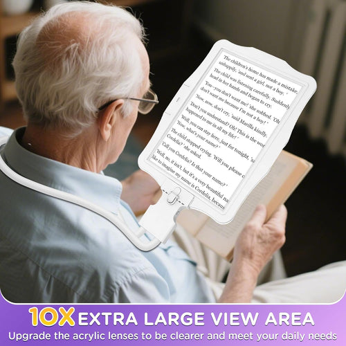 10X Rechargeable LED Magnifying Glass with Neck Gooseneck, Hands-Free Reading

