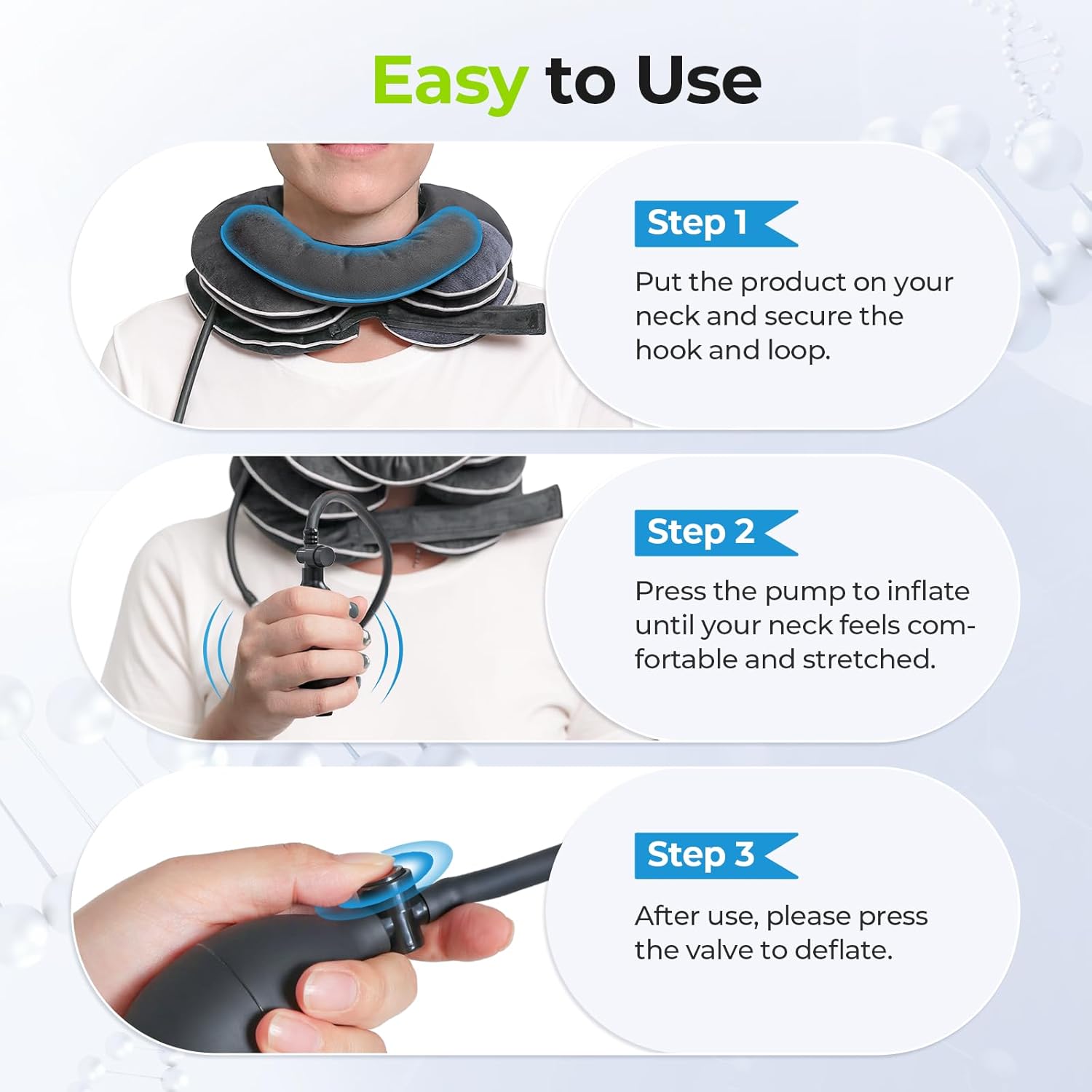 AUVON Inflatable Neck Stretcher for Cervical Traction, Neck Decompression Pillow

