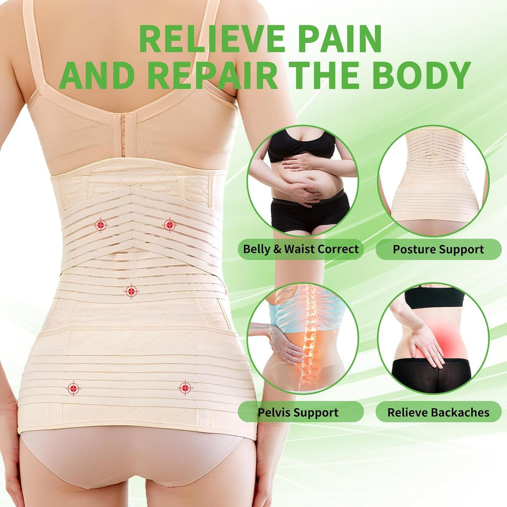 Postpartum Belly Band Wrap 2-in-1 C-Section Support Belt Pelvic Binder

