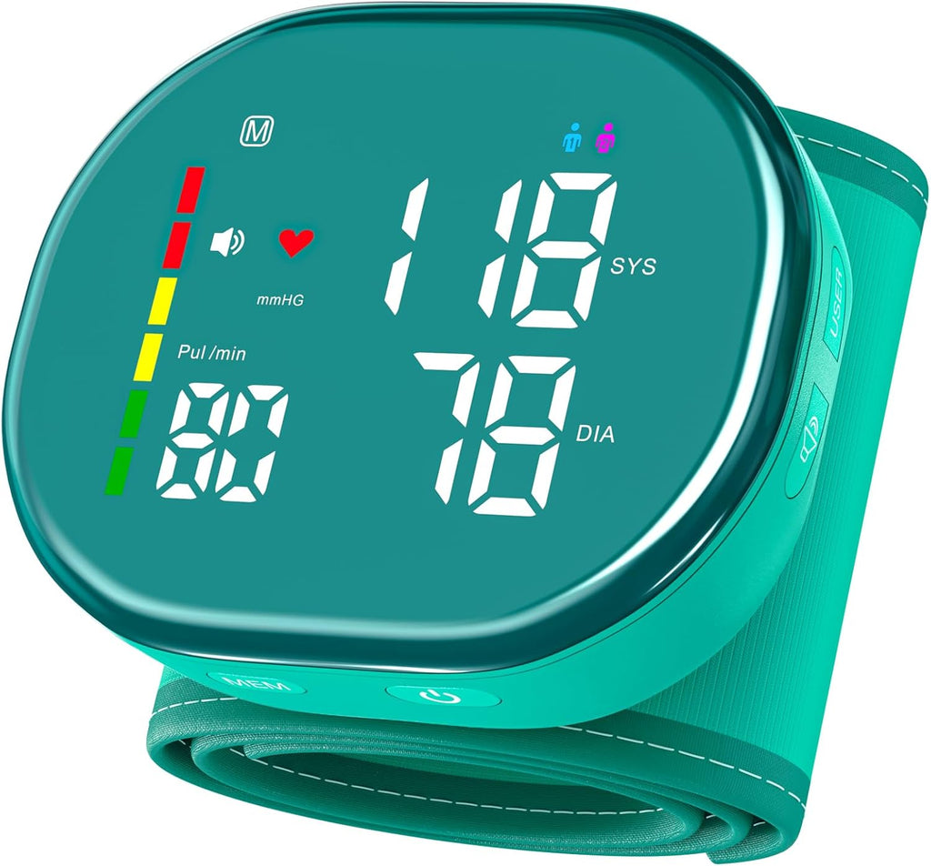 Wrist Blood Pressure Monitor, Rechargeable Digital BP Meter with Carrying Case

