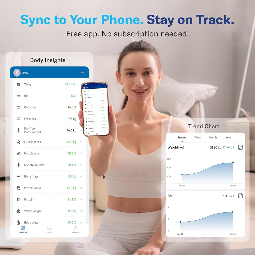Alcedo Smart Body Fat Scale Digital with BMI, Muscle Mass, Bluetooth Weight Insights

