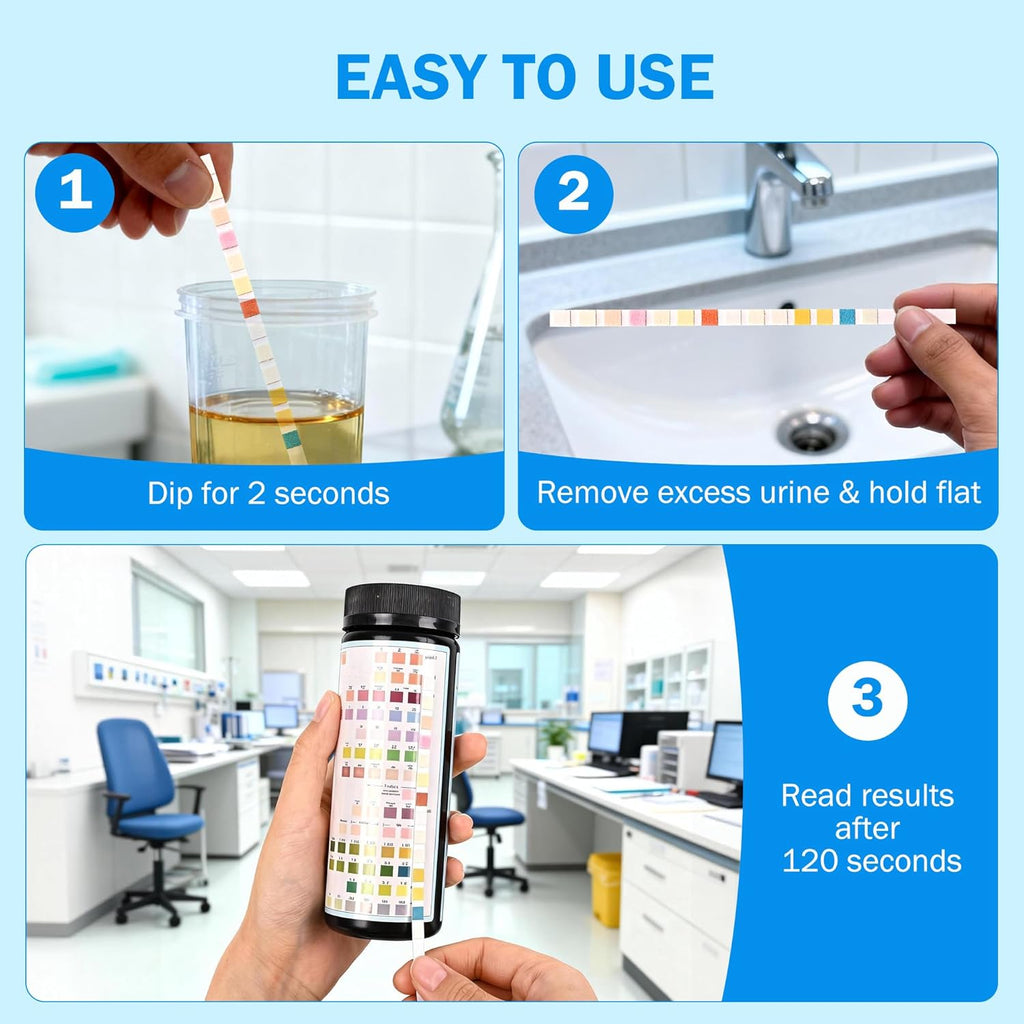 Urinalysis Test Strips 14-Parameter, 125 Count for UTI & Urine Testing

