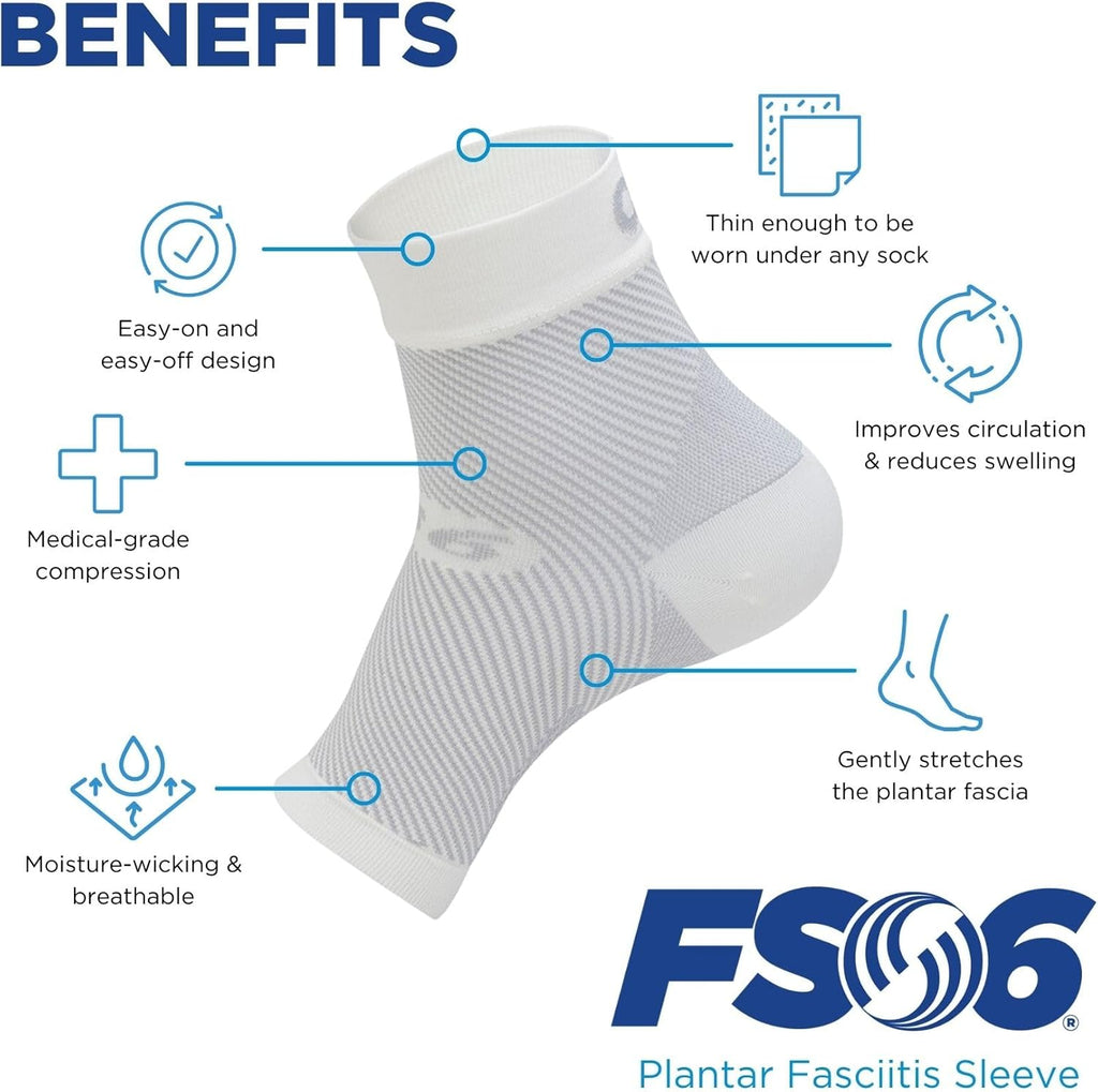 OrthoSleeve FS6 Compression Foot Sleeves for Plantar Fasciitis Heel Pain Support (1 Pair)


