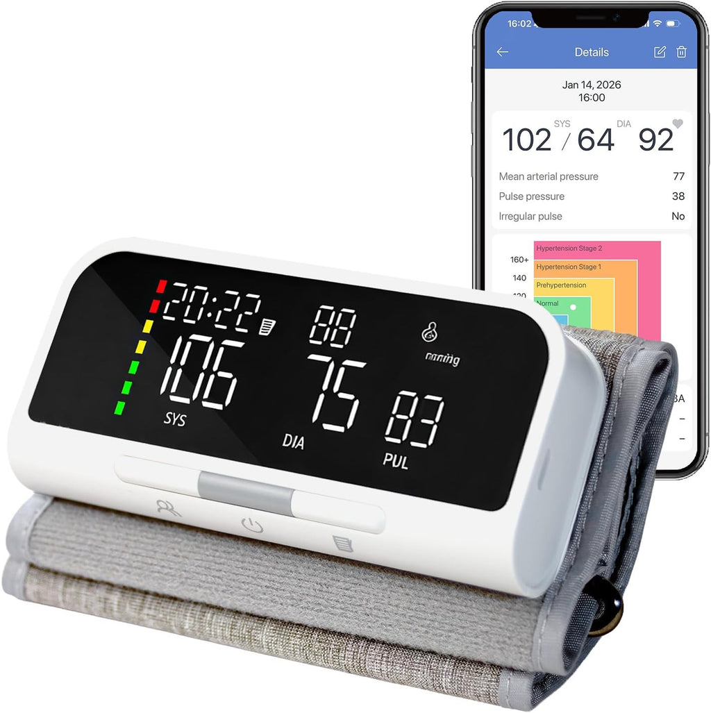 AL21 Upper Arm Bluetooth Blood Pressure Monitor, Rechargeable Digital Smart BP Machine

