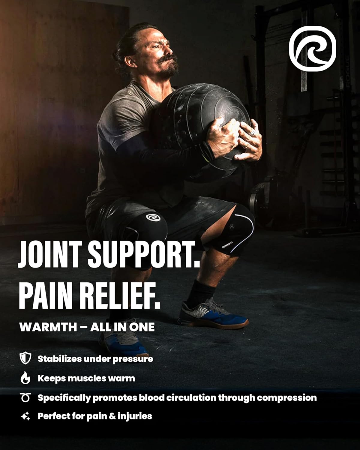 Rehband 5mm Neoprene Knee Compression Sleeve for Weightlifting, Training Support

