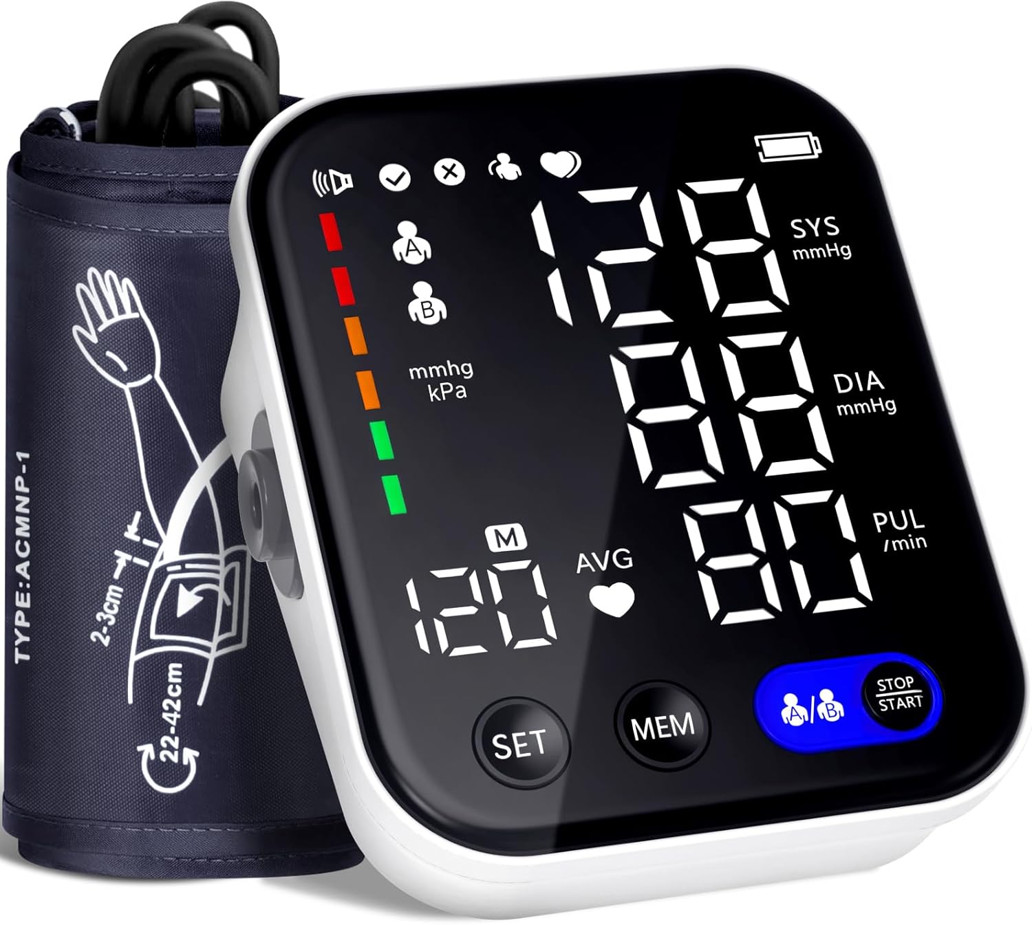 Blood Pressure Monitor Upper Arm for Home Use, 2-User Memory, One Touch

