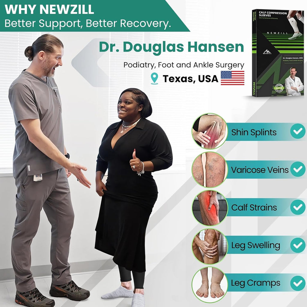 NEWZILL Compression Calf Sleeves 20–30 mmHg for Men and Women

