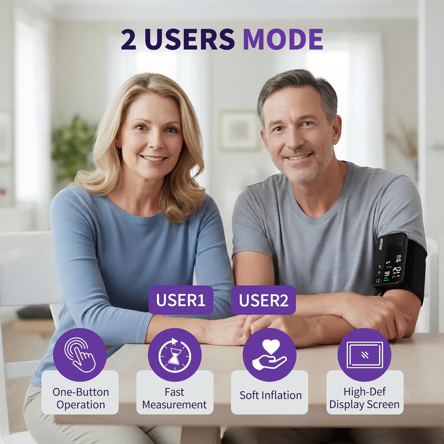 Upper Arm Bluetooth Blood Pressure Monitor, App-Enabled Digital BP Machine

