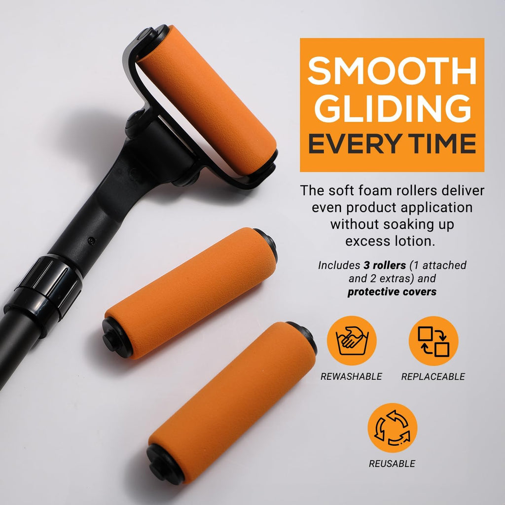 EZPIK Extendable Lotion Applicator for Back and Legs, Curved Foam Roller Handle


