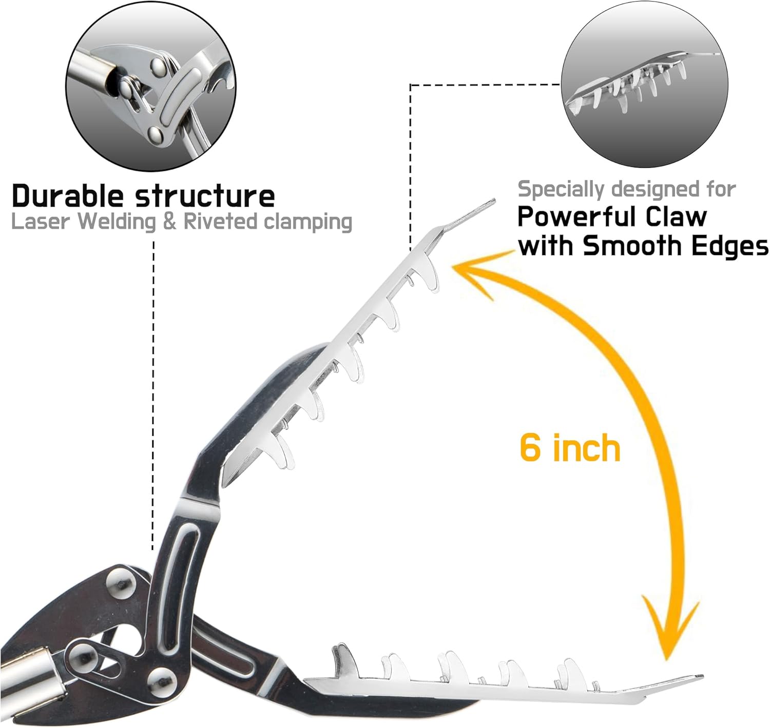 FTH Stainless Steel Grabber Reacher Pickup Tool Heavy-Duty Trash Picker

